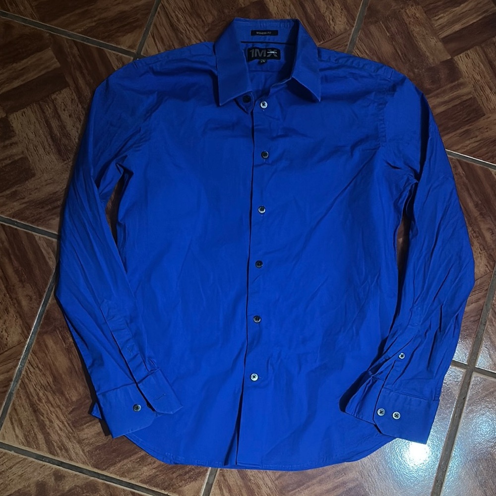 Express Blue Casual Button Down Shirt